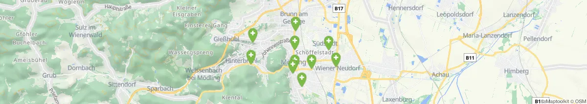 Map view for Pharmacies emergency services nearby Mödling (Municipality, Niederösterreich) (520)